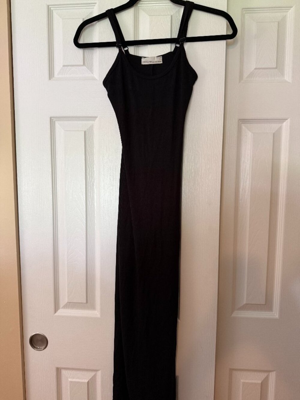 NWOT Zenana Black Ribbed Spaghetti Strap Maxi Dress Size Large